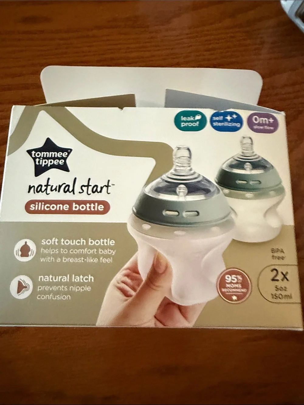 Natural Start Silicone Bottle - Green and White